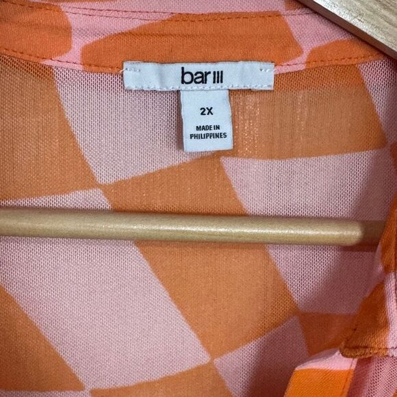 Bar III Checkered Square-Neck Mesh-Overlay Ruched Dress 2X NWOT - Picture 5 of 6